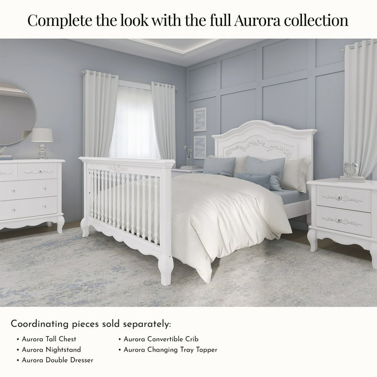 Evolur Convertible Full Size Solid Wood Bed Rail, Frost