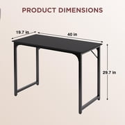 NiamVelo 39 In Computer Desk, Study Writing Table for Small Space, Save Space Office Desk with Metal Legs, Modern Steel Frame Wood PC Workstation for Home Office, Black