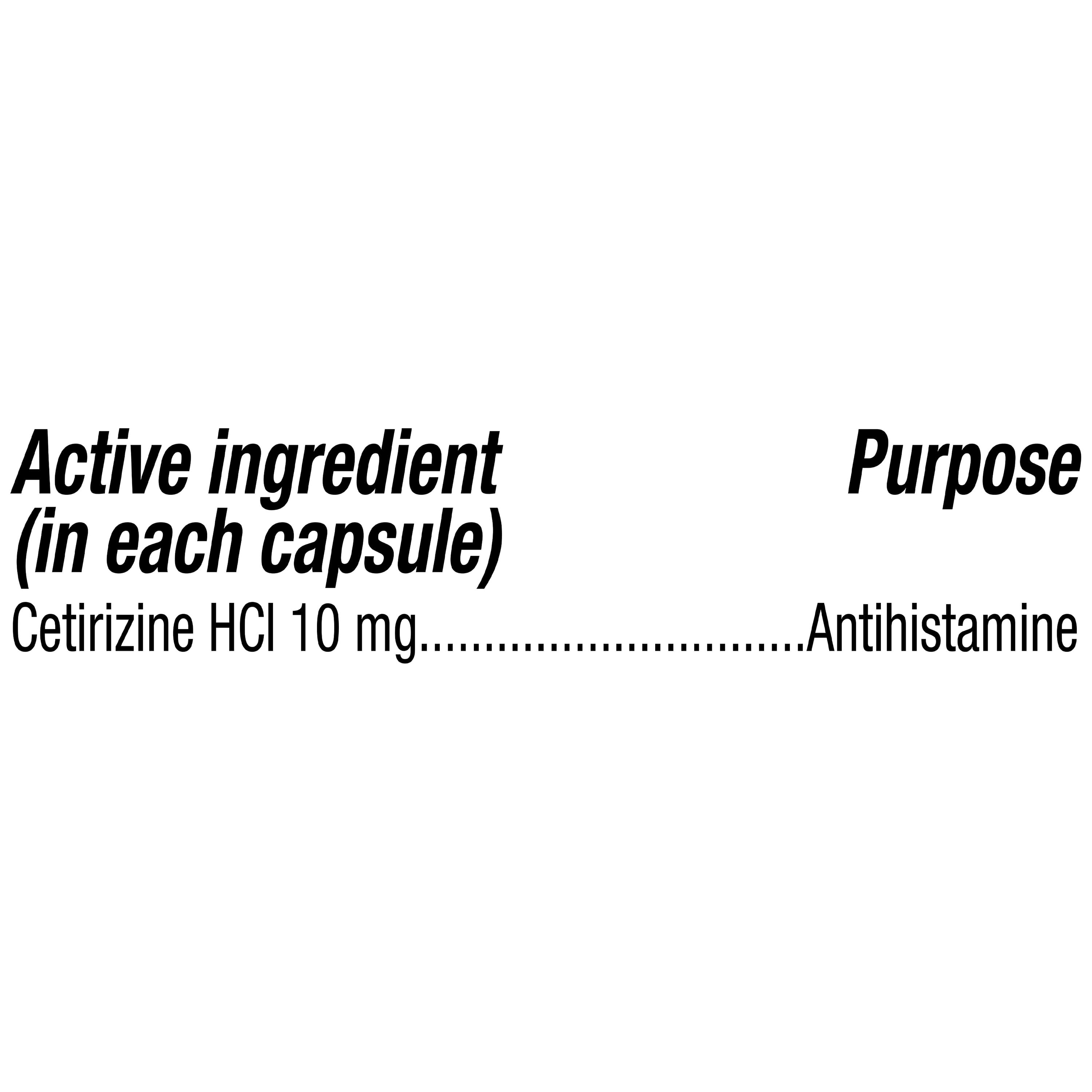 Equate Allergy Relief Cetirizine HCl Softgels, 25 Count, Compare to Zyrtec® Active Ingredient