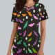 thumbnail image 1 of Puntoco Top de lactancia informal con cuello en V, manga corta y estampado de Halloween para mujer, 1 of 5