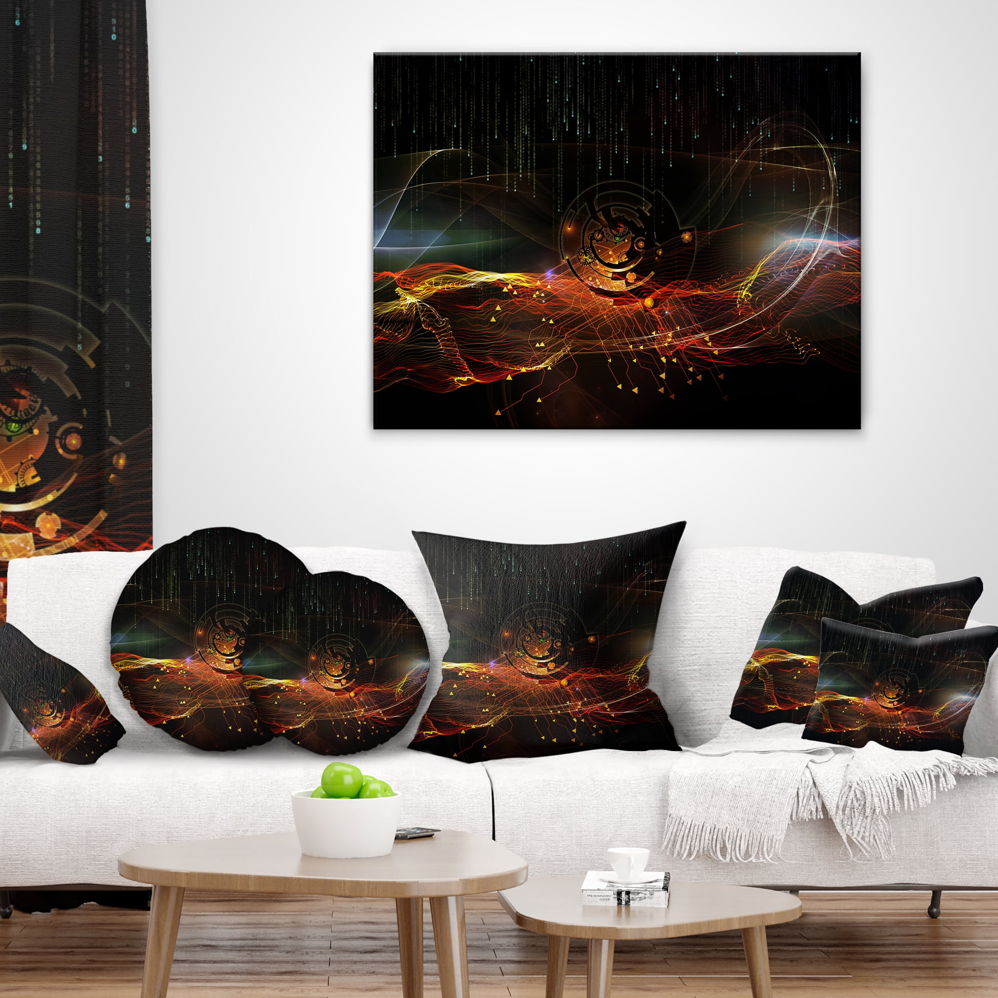 Designart Composition of Elements - Contemporary Throw Pillow - 12x20