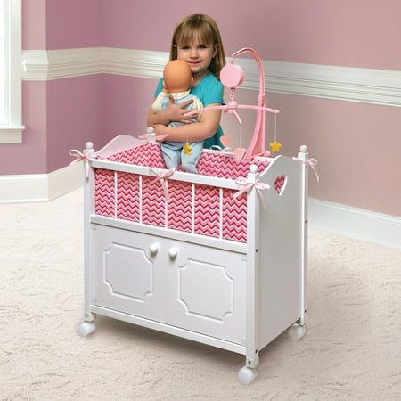 Sale Badger Basket Doll Crib With Cabinet Bedding And Mobile