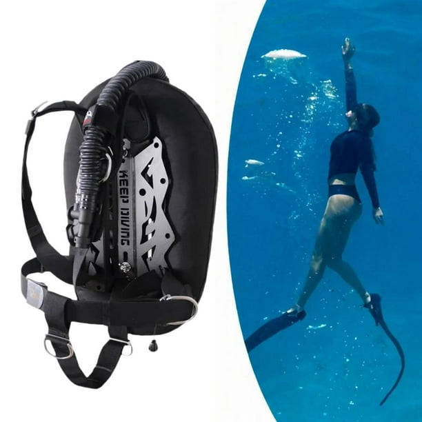 Conjunto de BCD de buceo con montaje trasero, ala de Donut, cómodo con placa trasera, compensador de flotabilidad BCD, equipo de buceo para exteriores Negro