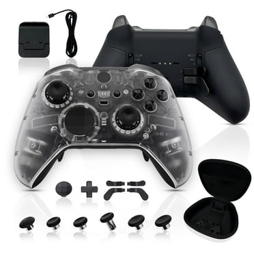 Silent Modz Custom Elite Series 2 Wireless Controller Compatible with Xbox Series X, Xbox Series S, Xbox One, Mobile & PC – Starter Bundle Gaming Controller with Accessories & Case (Clear)