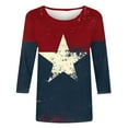 thumbnail image 4 of VKOYWKM Women's 3/4 Sleeve Tops 4th of July Independence Day Shirts T Shirt Women Patriotic Tops USA Star Stripe Graphic Tees Womens Tops, 4 of 5
