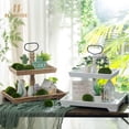 thumbnail image 4 of Hanobe Farmhouse Tiered Tray Stand Decor:  Decorative 2 Tier Serving Tray Stand for Rustic Table Centerpiece, Kitchen Island Decor, Coffee Bar, or Cupcake Stand, Party Display  (Whitewashed), 4 of 15