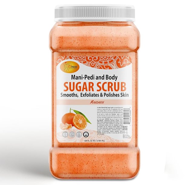 SPA REDI - Exfoliante corporal de azúcar mandarina 128 oz exfoliante hidratante y nutritivo brillo polaco piel suave y fresca - Exfoliante corporal