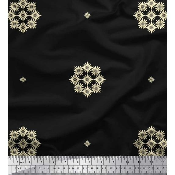 Soimoi Moss Georgette Fabric Artistic Floral Print Fabric by Yard 42 Inch Wide