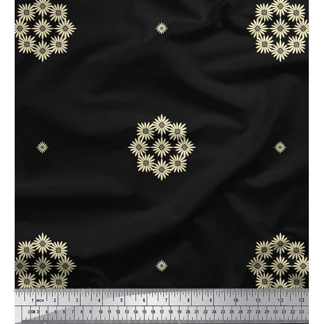 Soimoi Poly Georgette Fabric Artistic Floral Print Sewing Fabric Yard 42 Inch Wide
