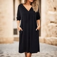 thumbnail image 2 of adviicd Robes d'Été pour Femmes 2024 Tendance Robe Tunique d'Été pour Femmes Décontractée Ample à Manches Courtes Col Rond Fluide Évasée Robes Noir,TTG, 2 of 5
