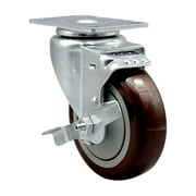 Service Caster Brand Replacement for McMaster Carr Caster 2370T45  Swivel Top Plate Caster with 4 Inch Maroon Polyurethane Wheel and Top Locking Brake  350 lbs. Capacity Per Caster