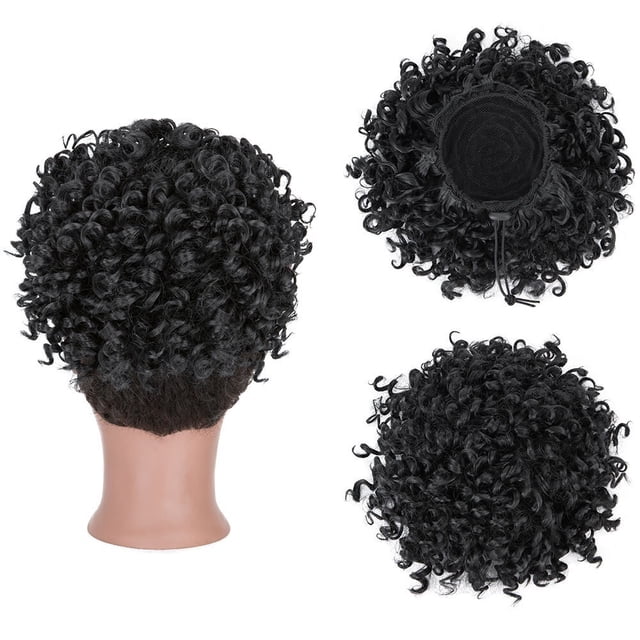 Messy Curly Bun Hair Piece Large Updo Drawstring Hair Buns Synthetic Curly Ponytail Extension