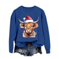 thumbnail image 1 of EHQJNJ Chandail en Molleton pour Femmes Col Rond Graphique Manches Longues Décontracté Noël Vache Western Imprimé Chandail en Molleton Col Rond Femmes Graphique Surdimensionné Chandail en Molleton pour Femmes Rouge Marron, 1 of 4