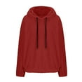 thumbnail image 5 of Sevevn Womens New Long Sleeve Hooded Jacket Solid Color Casual Loose SweaterPlush Sweatshirt Red L Gift for Girls, 5 of 6
