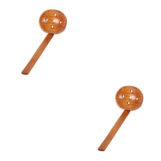 Matsuzay Cuchara de con mango largo para cocina, postre, arroz, sopa, cuchara, cucharas de cocina, cuchara de madera, accesorios de Colador 2piezas