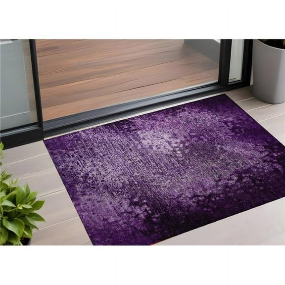 HomeRoots 563511 2 x 3 ft. Purple Washable Non Skid Indoor Outdoor Rectangle Machine Woven Area Rug