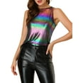 thumbnail image 6 of MODA NOVA Juniors Metallic Crew Neck Sleeveless Cam Tank Top Multicolor S, 6 of 7