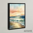 thumbnail image 2 of Serene Seashore Sunset Seascape Black Framed Canvas Wall Art Print 18X24", 2 of 4