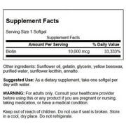 Swanson Premium Super Strength Biotin Softgels, 10,000 Mcg, 60 Count