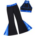 thumbnail image 6 of Miutii Kids Girls Modern Dance Outfits Shiny Rhinestone Crop Top and Jazz Flared Pants Stage Blue 16, 6 of 9