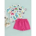 thumbnail image 4 of Qiylii Boy's Two-Piece Summer Clothes Set, Baby Toddler Kid Boy Cartoon Dinosaur Print Short Sleeve Lapel Button Shirt + Shorts,6M-4Years, 4 of 9