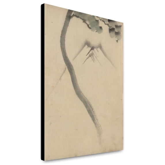 Canvas Print: A Tree Trunk With Branch And Leaves In The Foreground, With View Of