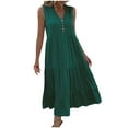 thumbnail image 2 of Wycnly Summer Dresses for Women Womens Dresses Beach Button up Loose Ruffle Swing Tank Long Dress Womens Elegant Solid V-Neck Sleeveless Maxi Dress, 2 of 6