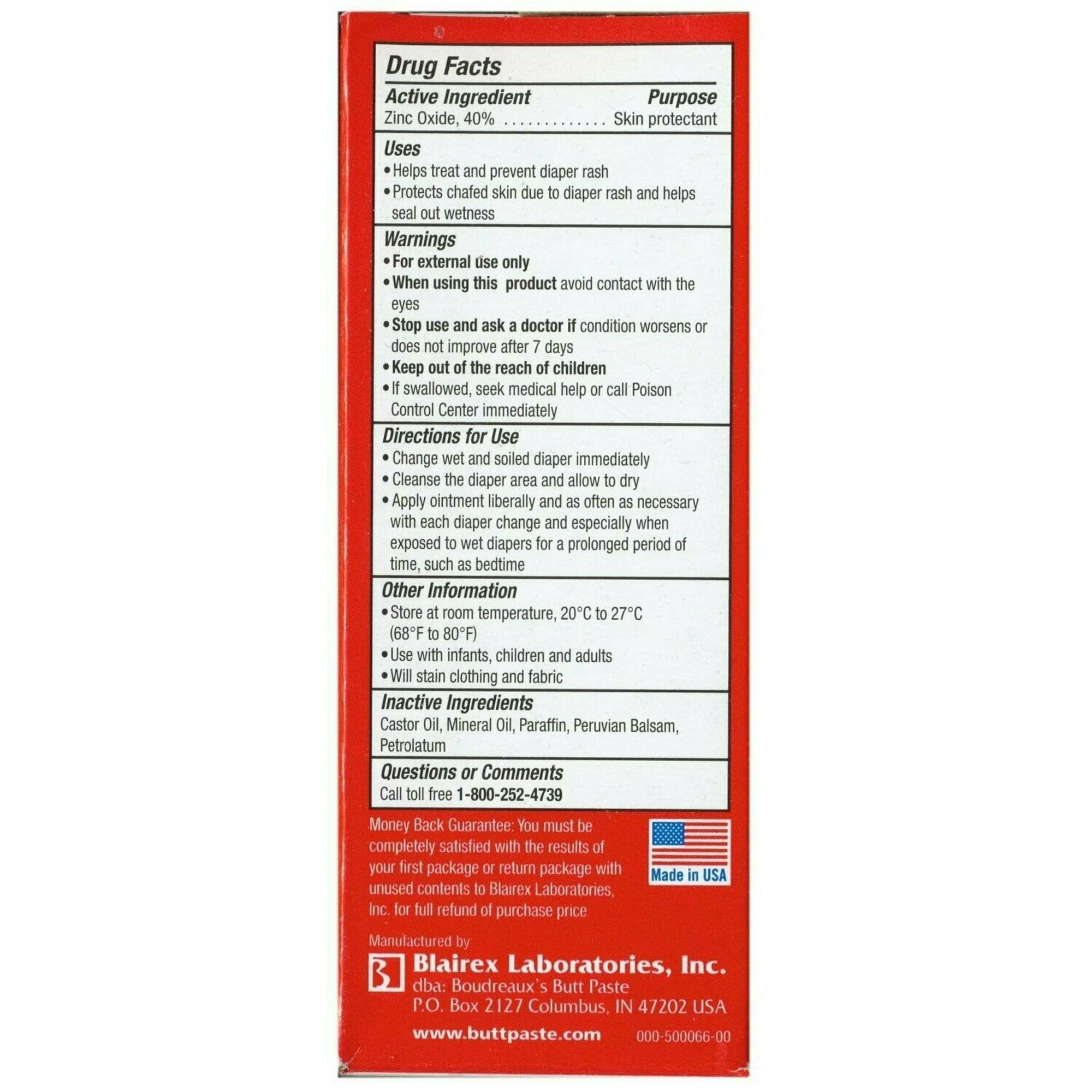 Boudreaux's Butt Paste Diaper Rash Ointment Maximum Strength (Pack of 6)