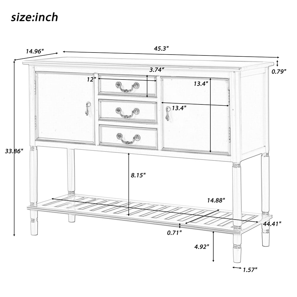 Lowestbest 45" Farmhouse Accent Entryway Table, Entry Table with 3 Drawers, 2 Cabinets and 1 Shelf (Navy Blue) Lowestbest 45" Farmhouse Accent Entryway Table, Entry Table with 3 Drawers, 2 Cabinets and 1 Shelf (Navy Blue)