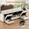 thumbnail image 3 of 9-Seat L-Shaped Sectional Sofa, Modular Design with Removable Storage Ottoman, Convertible Sleeper Couch for Living Room, Bedroom and Apartments, Beige Color, 3 of 8