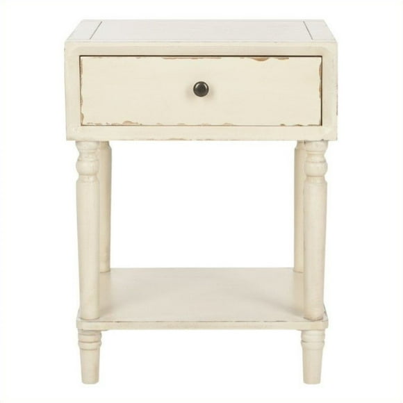 Safavieh Siobhan Poplar Wood Night Table in Distressed Vanilla
