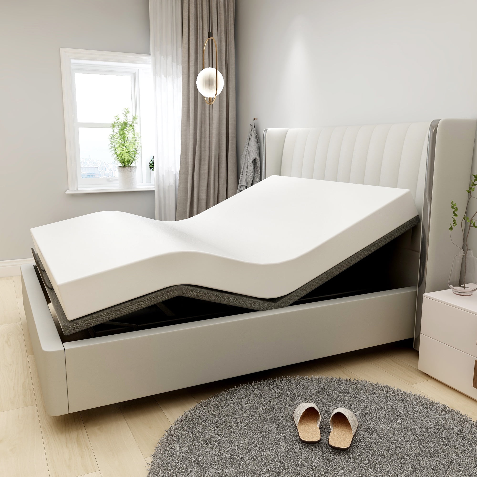 Smiaoer Adjustable Bed Base Frame Smart Electric Beds Foundation - Twin