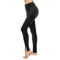 ALWAYS Women's High Waist Front Slit Active Leggings Black Small