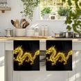 thumbnail image 4 of Dragon Flames Kitchen Towels Set of 3, Yellow Dragons Abstract Modern Art Absorbent Dish Towels for Kitchen, Microfiber Hand Towel, Quick Drying Tea Towel for Cleaning Decorative Dishcloths, 4 of 7