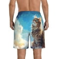 thumbnail image 3 of Kdxio Blue Sky Winged Cat Pattern Mens Casual Shorts - Drawstring Summer Beach Sports Shorts for Men, 3 of 5