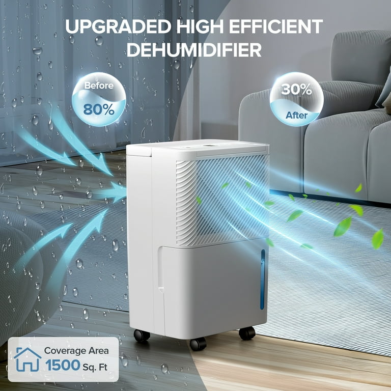 KISSAIR Dehumidifier for Home, 71oz Water Tank, 1500 sq.ft Portable and Ultra Quiet, Auto Defrost with Drain Hose KISSAIR Dehumidifier for Home, 71oz Water Tank, 1500 sq.ft Portable and Ultra Quiet, Auto Defrost with Drain Hose
