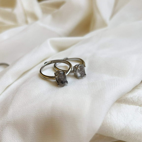 Natural HERKIMER Ring, Boho Style Irregular Crystal Ring - Shanali Jewelry