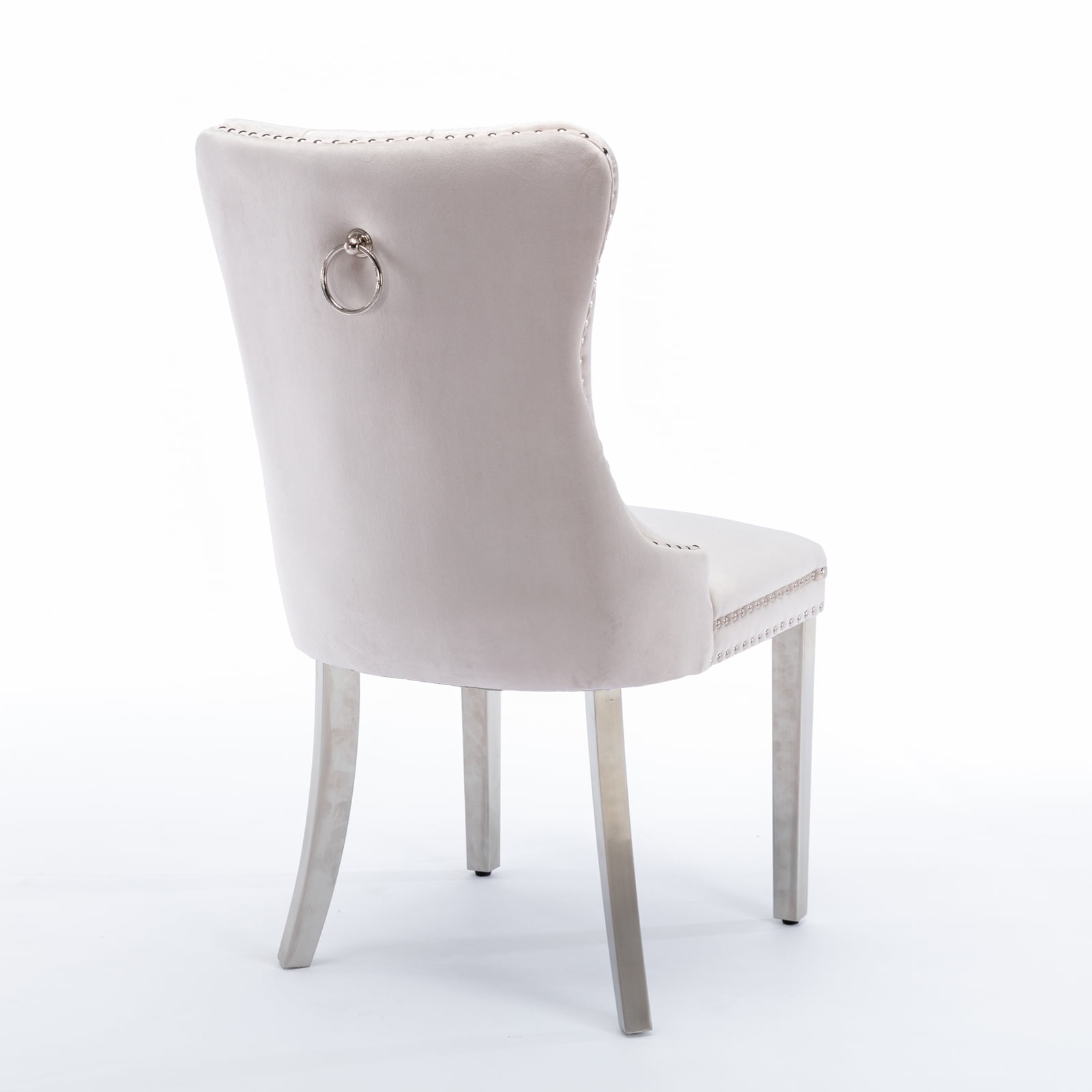 Rhomtree Velvet Button Tufted Dining Side Chairs, Beige (Set of 4)