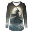 thumbnail image 4 of Midsummer Witches Gather Shirt for Women Halloween Party Shirts Fall Long Sleeve Flowers Printed Pullover Tops, 4 of 4
