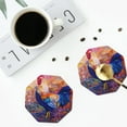 thumbnail image 4 of Yiaed Rooster Oil Painting Print Leather Coasters for Drinks - Cup Coasters Coffee Table Kitchen Table Bar, Home & Office Gifts Handmade Drink Coasters-Octagon, 4 of 6