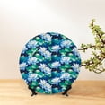 thumbnail image 6 of Daiia Blue Lotus Flower Printed Pattern Ceramic Plate Dinner Plates Bone China Decorative Plates with Display Stand Art Ceramic Ornaments for Wall Hanging Decoration-7in, 6 of 6