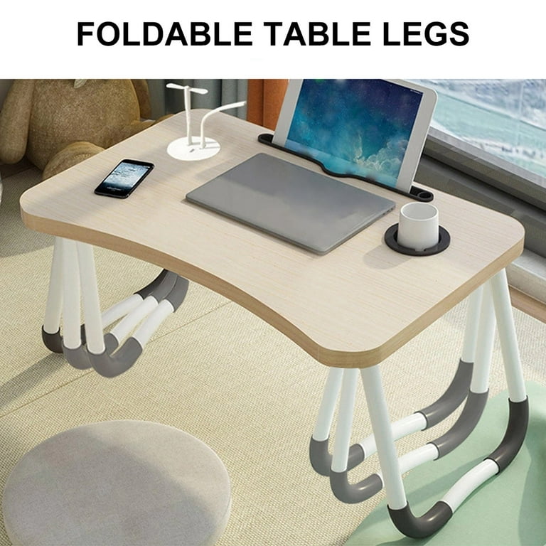 Laptop Desk for Bed Couch, Portable Lap Desk/ Stand for Laptop, Small  Adjustable Foldable Bed Table for Laptop and Writing, Bed Tray Table with  Cup