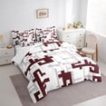 thumbnail image 3 of Manfei Geometric Plaid Art 7-Piece Twin Bedding Sets,Pixel Grid Bedding Comforter Set,Red Gray White Sheet Sets For Teens,Microfiber Bedroom Decor Reversible, 3 of 8
