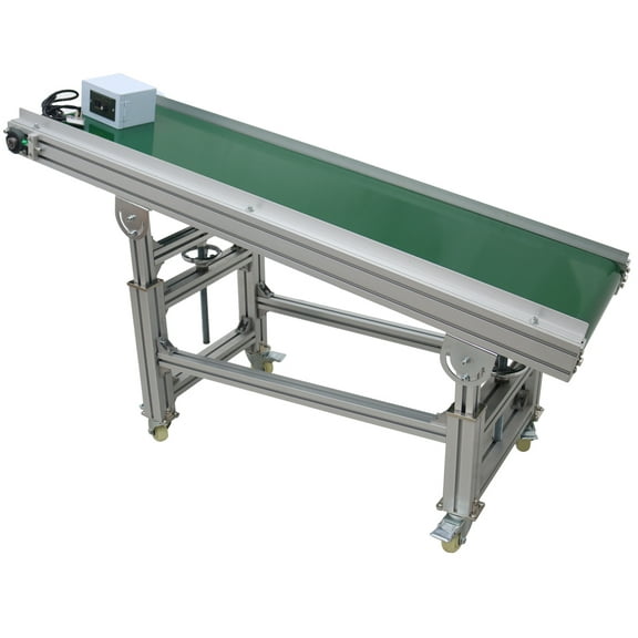 59inch PVC Belt Inclined Wall Conveyor Adjustable Speed Aluminum Industrial Transport Equipment 110V