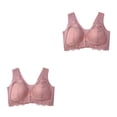 thumbnail image 2 of Minnieouse Sujetador deportivo cómodo con cierre frontal y espalda con realce sin costuras, cómodo, informal, para mujer, color rosa M Rosa METRO 2piezas, 2 of 6