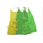 Flirtzy Super Sheer Mini Dress Halter Top and G-String, Lingerie, Dancewear- Pack of 3 Dresses Blue, Yellow and Lime Green