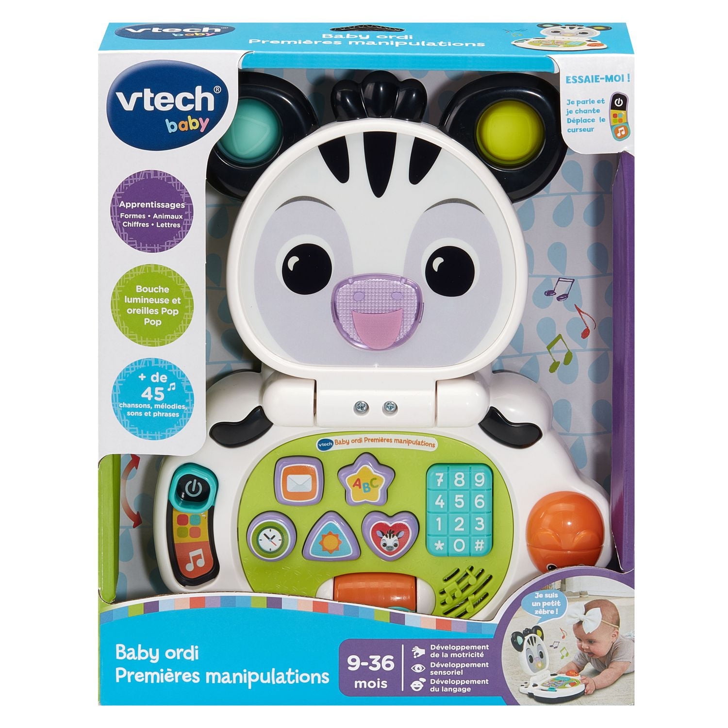 VTech Baby Lil’ Zebra Laptop Interactive Activity Toy for Infants - French Version