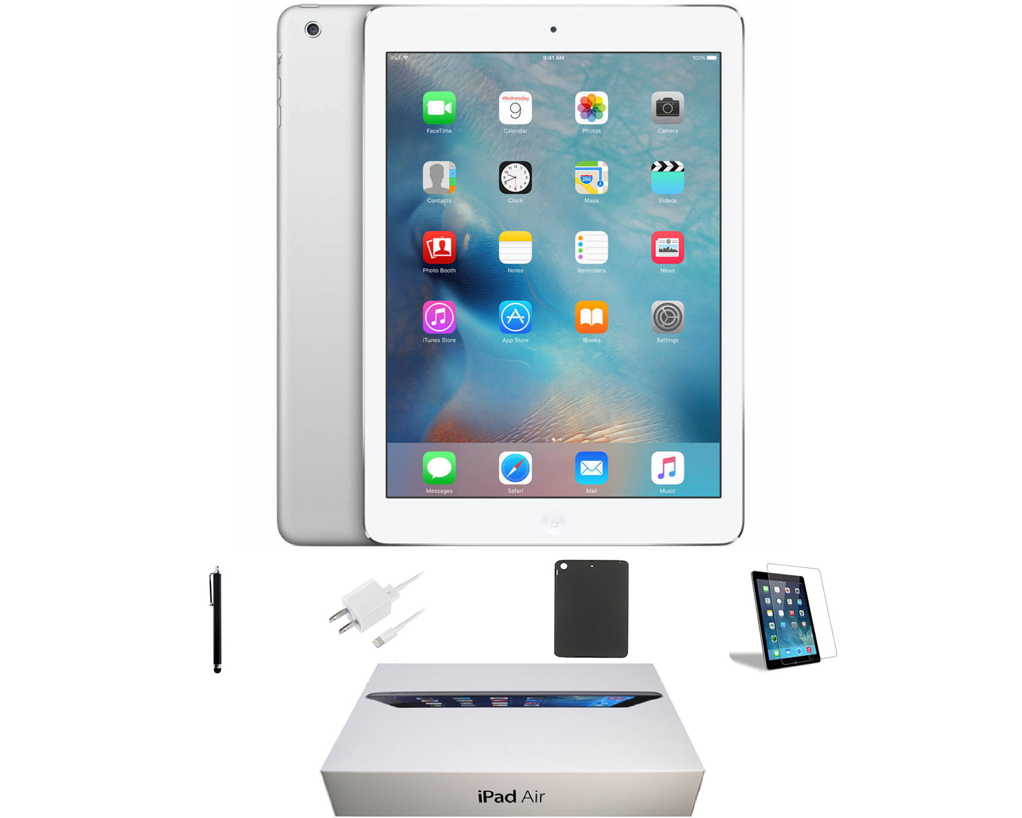 mangel Fugtighed Margaret Mitchell Open Box | Apple iPad Air | 16GB Silver | Wi-Fi Only | Bundle:  Pre-Installed Tempered Glass, Case, Charger & Stylus Pen - Walmart.com