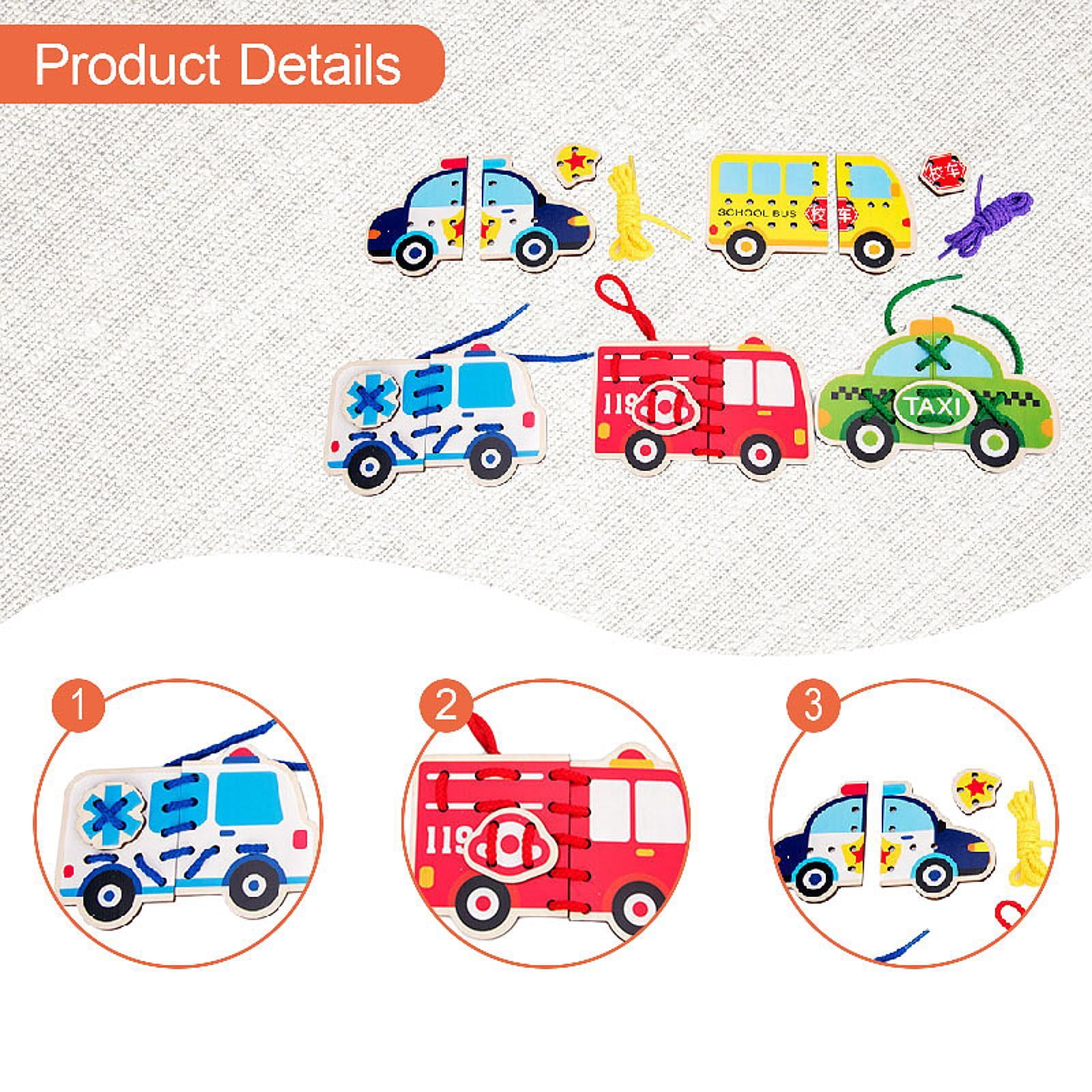 LeeQinersw Lacing Cards Gift for Boys Girls Early Development Threading Toys Sewing Kit Traffic