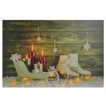 Northlight Large LED Lighted Candles Ice Skates and Sleigh Christmas Canvas Wall Art 23.5" x 15.5"